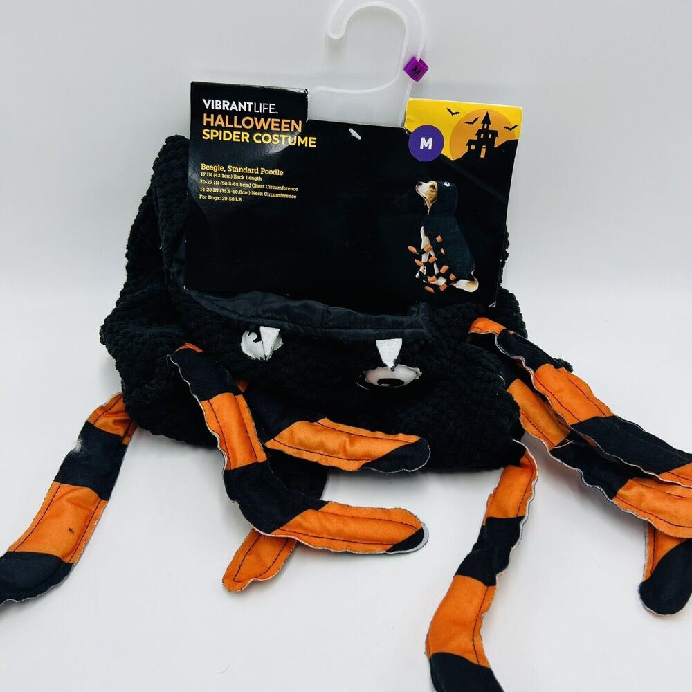 Vibrant Life Medium Dog Costume Spider Black Orange Halloween New